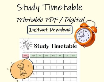Study Timetable Instant Download Printable Digital Download Student Revision Planner Schedule Organiser Planner Time Table To Print