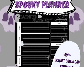 Halloween Planner for ipad Goth planner weekly printable planner gift for halloween theme planner cute ghost present for october theme plan