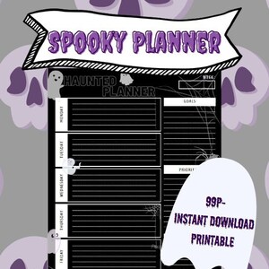 Halloween Planner for ipad Goth planner weekly printable planner gift for halloween theme planner cute ghost present for october theme plan