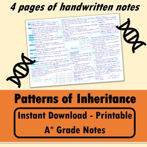 A Level Biology Revision Guide for DNA Study Notes for Patterns of Inheritance ALevel Biology Notes for DNA Gift for Student Leaver Gift