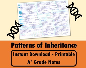 A Level Biology Revision Guide for DNA Study Notes for Patterns of Inheritance ALevel Biology Notes for DNA Gift for Student Leaver Gift