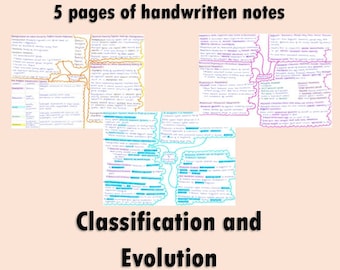 A Level Biology Revision Study Notes - Classification and Evolution - Instant Download for students alevel gifts GCSE gifts bio