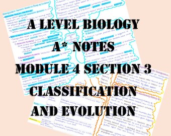 A Level Biology Revision Notes - Classification and Evolution - Gift for Student Biology Gift Revision Gift Student Gift study notes