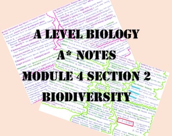 A Level Biology Revision Notes - Biodiversity - gift for teen gift for school back to school gift revision guide study notes A*
