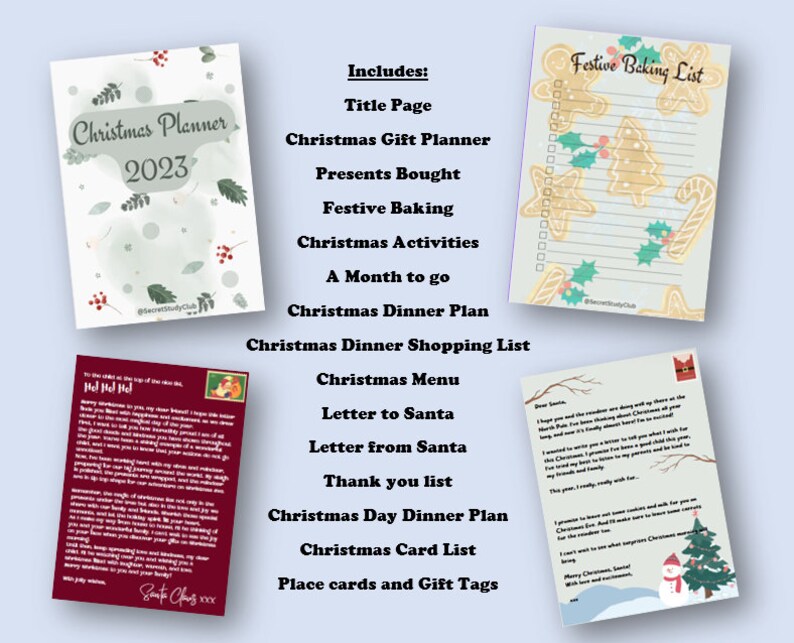 Printable Christmas Planner Holiday Organizer & Gift Tracker Festive ...