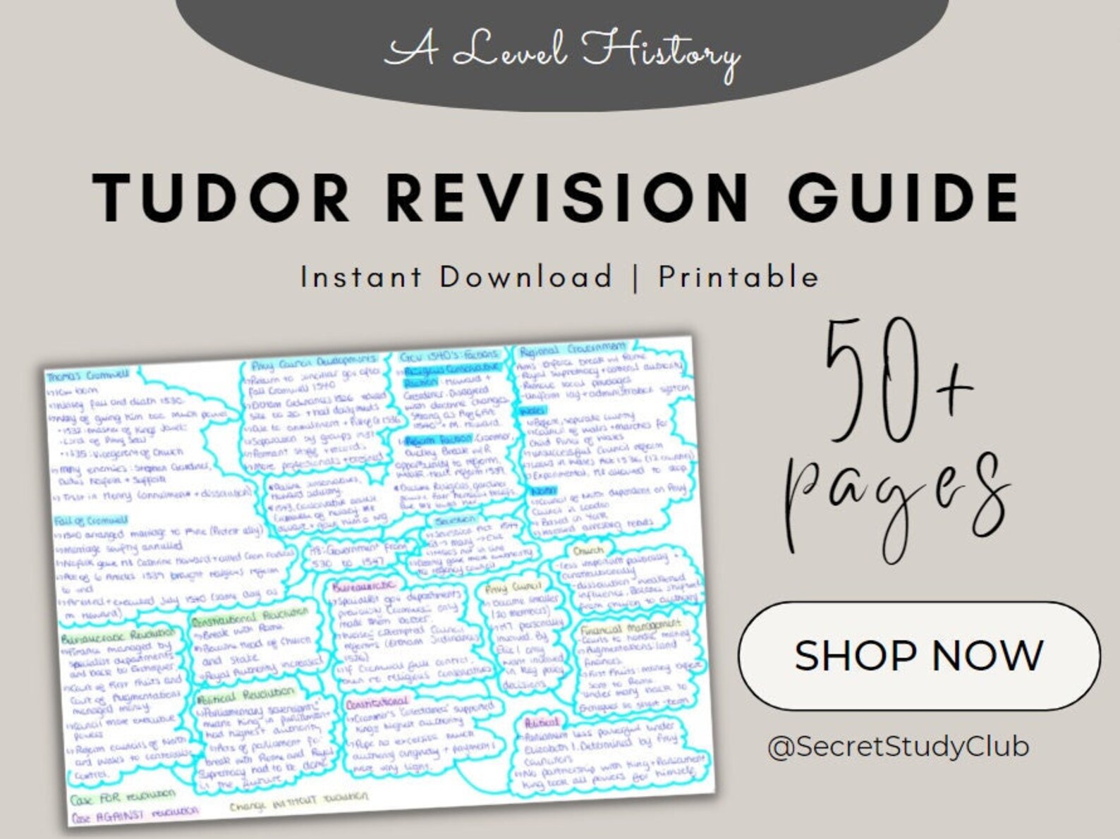 A Level History Revision Guide for Alevel History Tudor Study Note for ...