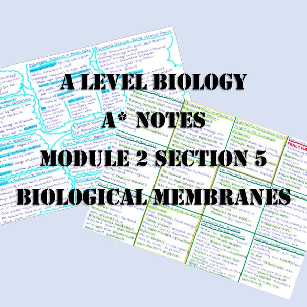 Notes de révision de biologie de niveau A - Membranes biologiques - guide de révision de biologie cadeau nerd notes de niveau A * cadeau étudiant retour à l'école