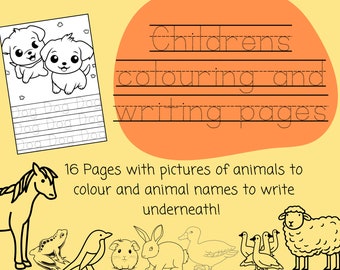 Kids Colour and Write pages for Children colouring and writing printable to improve handwriting for primary pre school homework nursery