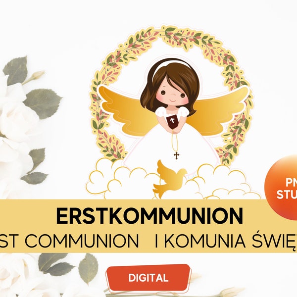 First Communion Cake Topper Tortenfigur für die Erstkommunion eines Mädchen Erstkommunion Digital Cake Topper Silhouette Cricut