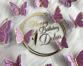 Plexiglass Cake Topper with Butterfly Torten Dekoration mit Schmetterlinge Tortendekoration aus Acryl Tortenschmetterlinge an der Seite Torte