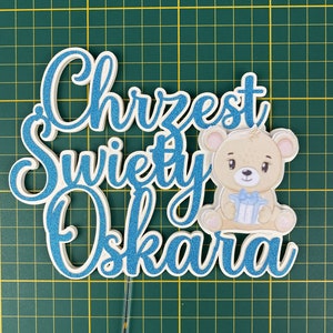 Cake Topper for Taufe I Der Tauf-Topper mit Bären I Topper for Baby Shower I Topper for Torte for kleinen Jungen I
