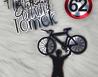 Aangepaste fiets taart topper gepersonaliseerde fiets taart decoratie fietser verjaardagsfeestje decor mountainbike taart topper voor fietsliefhebbers