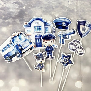 Topper per torta personalizzato della polizia | Decorazione per torta agente di polizia | Topper per torta di compleanno personalizzato della polizia | Forniture per feste a tema Polizia