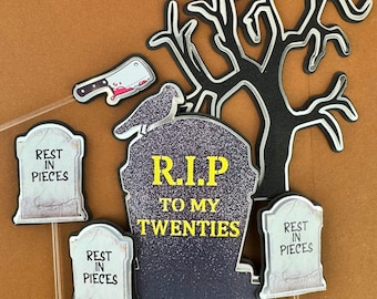 20th Birthday, 30th Birthday, RIP Cake Topper, RIP Twenties, Funny Cake Decoration, Scary Cake Topper, 30th Birthday Decorations Goodbye 20