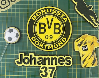 Borussia Dortmund Cake Topper I BVB Kuchen-Deko I Dortmund Fan Geburtstag I BVB Motiv Torten-Topper I Fußball I BVB I Dortmund I Cake I Tort