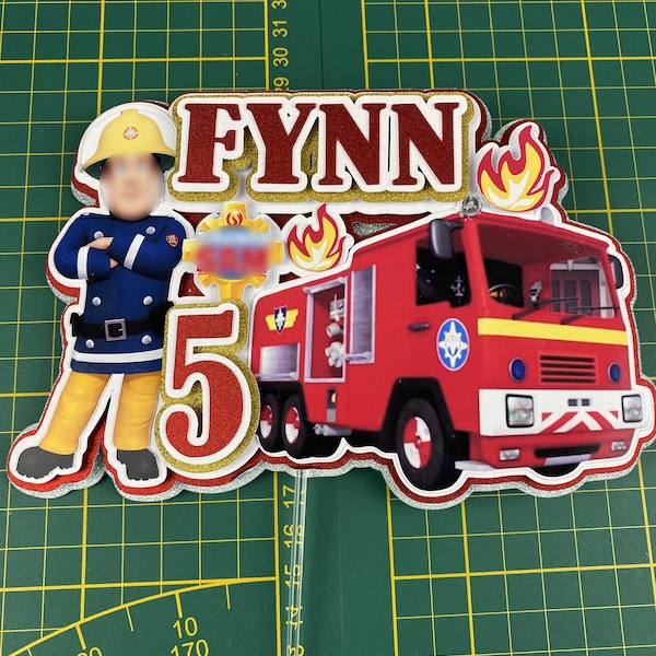 Feuerwehrmann Sam I Torten Topper Fireman Sam I Feuerwehr Geburtstagsdeko I Fire Truck I Personalisiert Deko I Geburstag Torten I Fondant