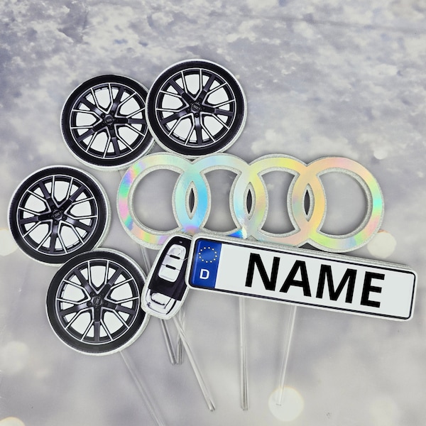 Audi Inspired Cake Topper Car Enthusiast Cake Cecoration Car Logo Topper Auto-Fan Geburtstagstorte Fahrzeug Topper für Kuchen