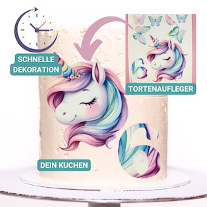 Tortenaufleger Fondant, Geburtstag Kind Zuckerbild, Cake Photobild, Kuchen Dekoration, Tortenaufleger Einhorn, Geburtstagskuchen Dekoration