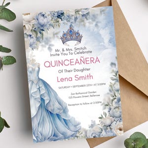 Frozen, Princess Birthday Invitation, Blue Birthday Invitation, Editable Birthday Template, Ice Castle Birthday Invite, Snowflakes Theme