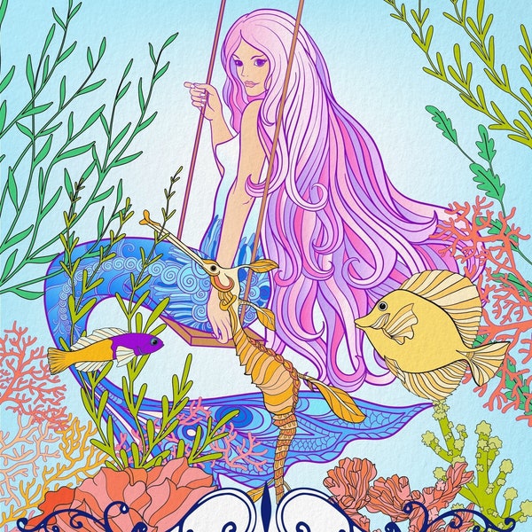 ONLY 1 LEFT In Stock! Enchanting Mermaids and Fairies Coloring Book for Adults, Features 30 Coloring Pages, Printable PDF Coloring Pages