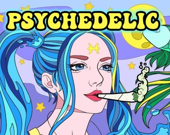 NOG SLECHTS 1 OP VOORRAAD! Psychedelische Stoner kleurboek voor volwassenen, met 30 pagina's afdrukbare PDF-kleurplaten