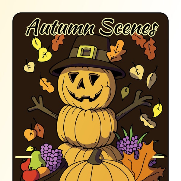 Autumn Scenes Coloring Book for Adults, Features 65 Coloring Pages, Printable PDF Coloring Pages