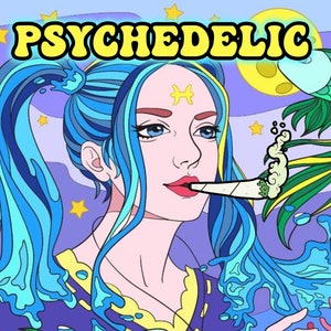 ONLY 1 LEFT In Stock! Psychedelic Stoner Coloring Book for Adults, Features 30 Pages Printable PDF Coloring Pages