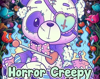 ONLY 1 LEFT In Stock! Horror Creepy Kawaii Coloring Book, Features 25 Coloring Pages, Printable PDF Coloring Pages