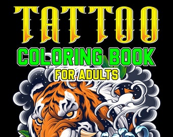 ONLY 1 LEFT In Stock! Tattoo Coloring Book for Adults, Features 25 Coloring Pages, Printable PDF Coloring Pages Instant Download