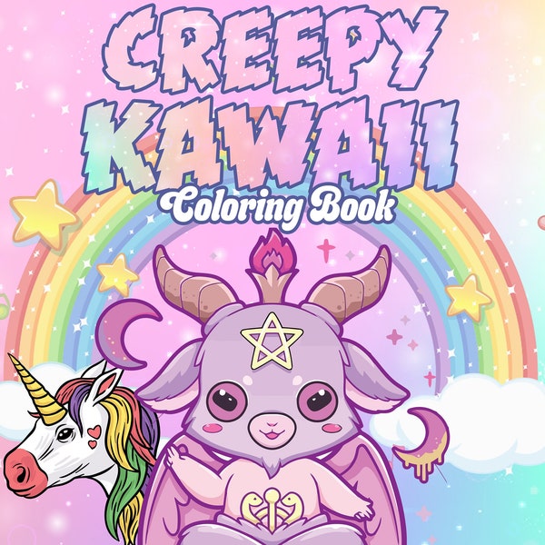 ONLY 1 LEFT In Stock! Creepy Kawaii Coloring Book for Kids, Features 30 Coloring Pages, Printable PDF Coloring Pages