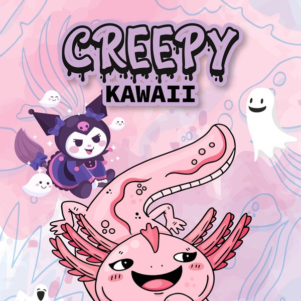 ONLY 1 LEFT In Stock! Creepy Kawaii Pastel Goth Coloring Book, Features 25 Coloring Pages, Printable PDF Coloring Pages