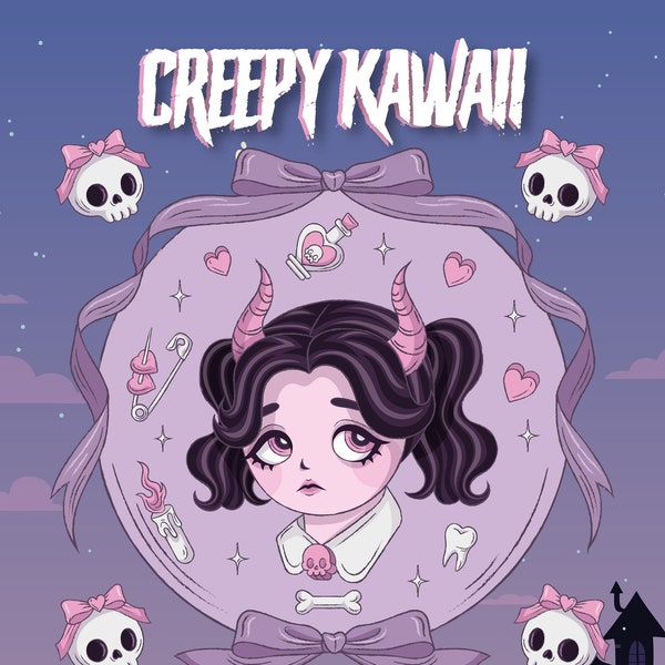 ONLY 1 LEFT In Stock! Creepy Kawaii Cute and Horror Coloring Book, Features 25 Coloring Pages, Printable PDF Coloring Pages