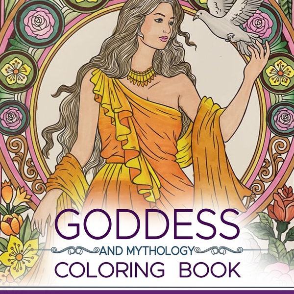 ¡Queda solo 1 en stock! Libro para colorear de diosas y mitología para adultos, incluye 25 páginas para colorear, páginas para colorear en PDF imprimibles