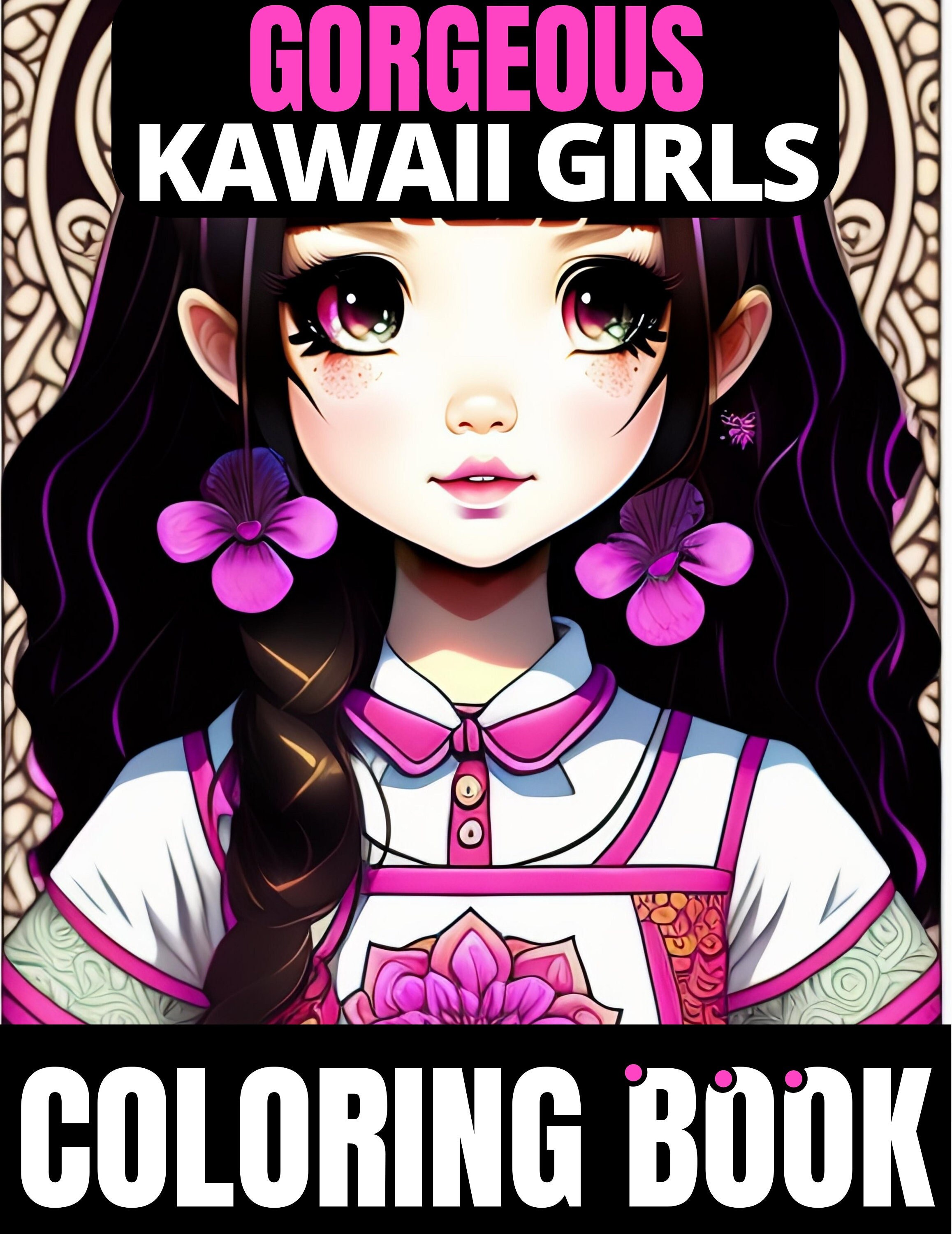 ONLY 1 LEFT in Stock Gorgeous Kawaii Girls Coloring Book for - Etsy