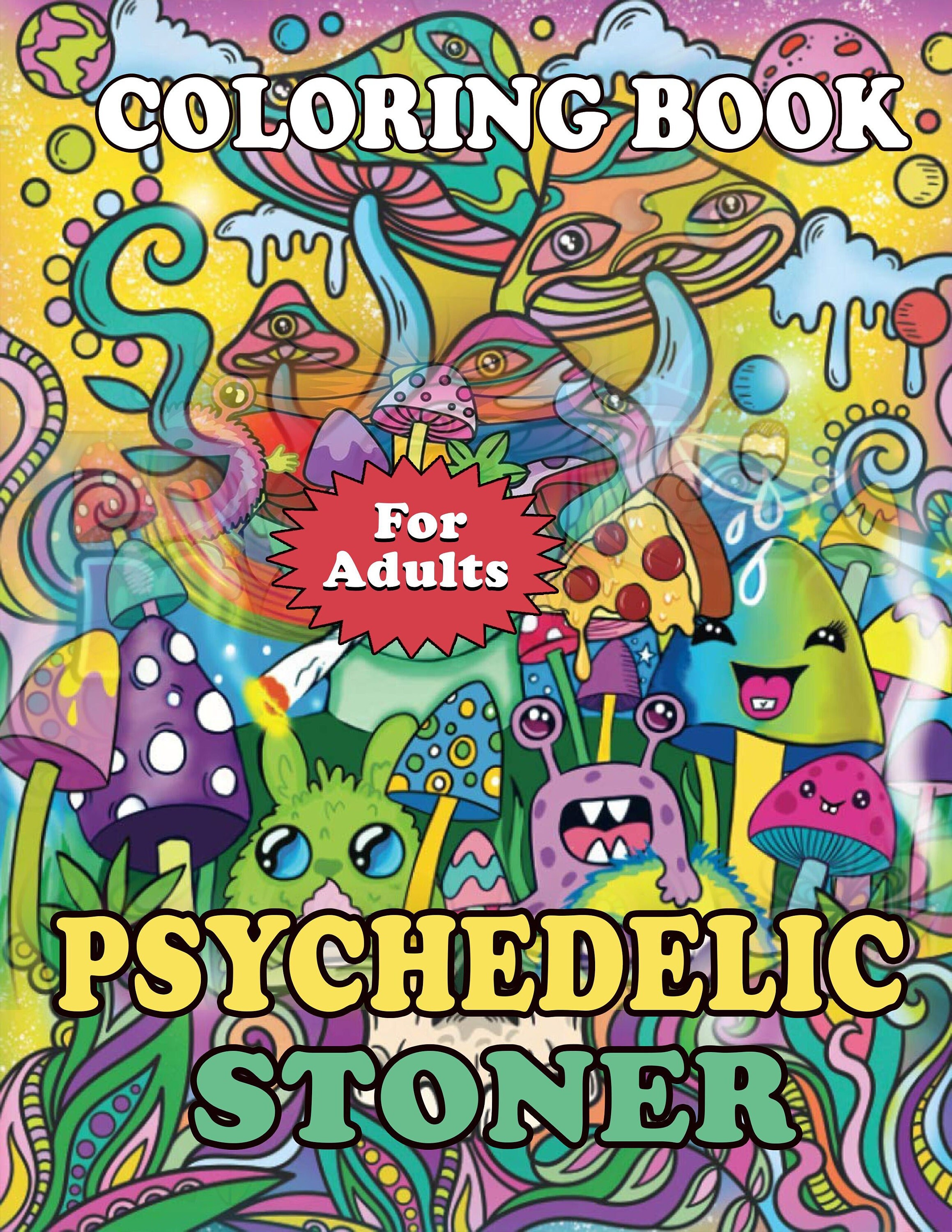 30-page Stoner Coloring Book: Trippy, Adult Relaxation Pages digital Print  