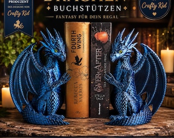 Fantasy Drachen Buchstützen – Magische Dragon Bookends für Bücherregal | 3D Druck Deko für BookTok, Fourth Wing Fans & Fantasy Bücher ART-OO