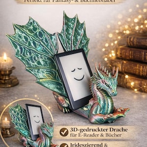 Ebook reader stand dragon tablet holder decoration Booktok ebookstand Kindle storage 3D print Mysticdragon Kobo holder accessory Kindle ART-FO
