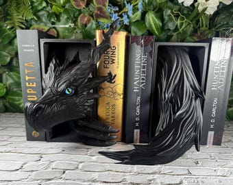 Bookend Dragon • Booknook • 3D printed fantasy book decoration • Dragon head & tail shelf decoration • Magical reading corner gift idea ART- KK
