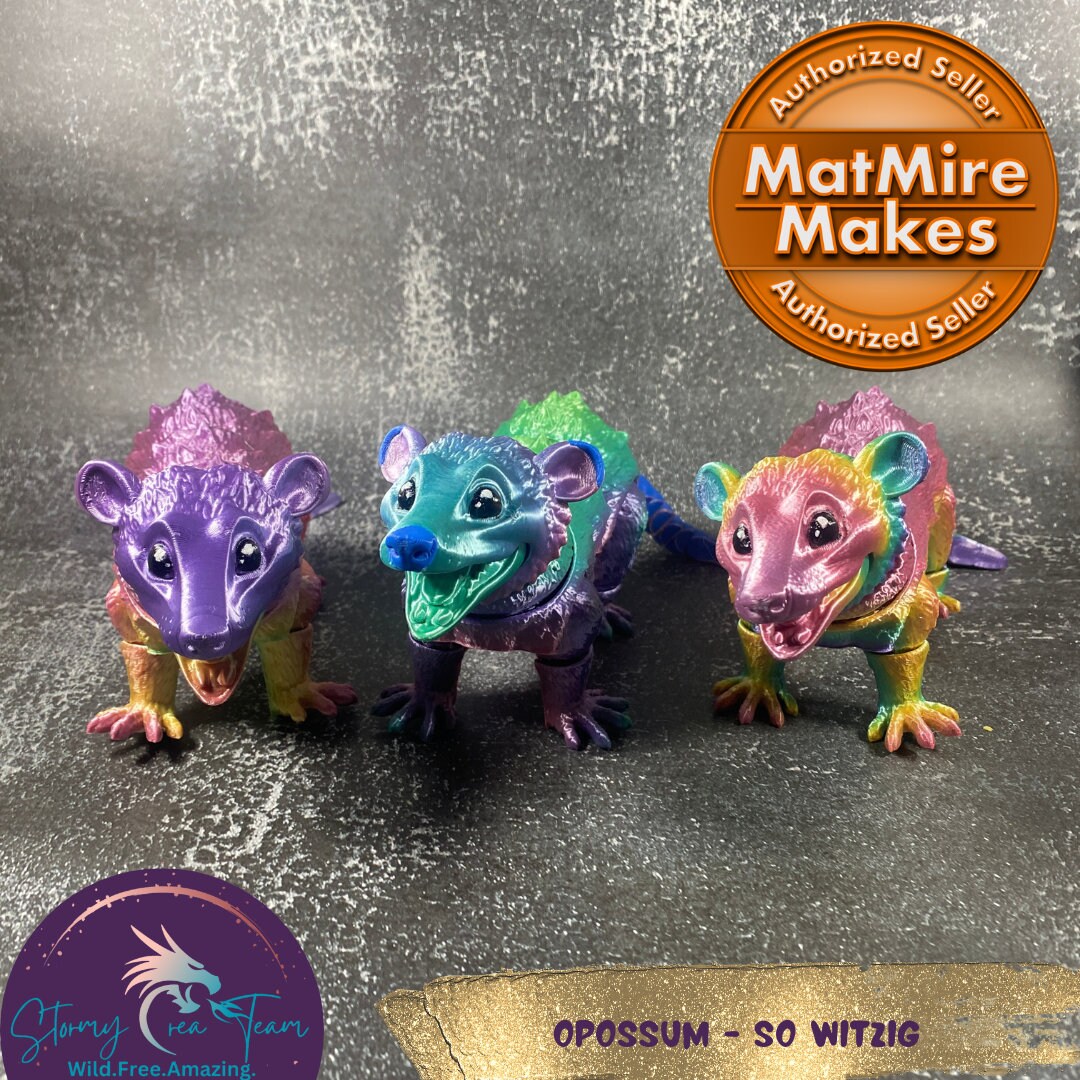Opossum Articulated 3D Printed Fidget Figurine, Sensory Desk