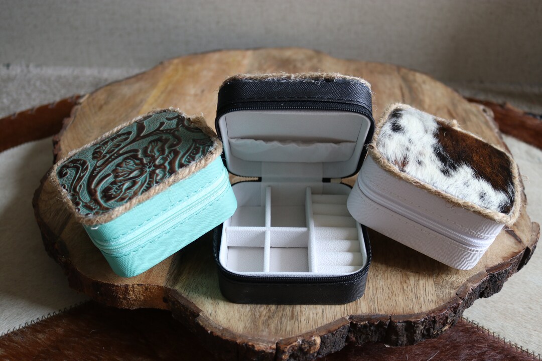Genuine Leather Topped Travel Jewelry Box Etsy