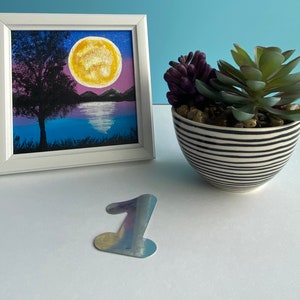 Framed full moon night sky mini painting.