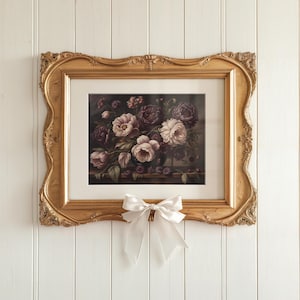 Dark Academia Art | Moody Wall Decor | Vintage Flower Print | Floral Oil Painting | Gift For Her