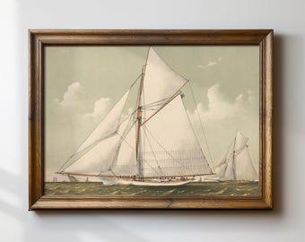 Vintage Nautical Art Digital Print - Old Money Aesthetic Decor - Coastal Grandmother - Preppy Art -