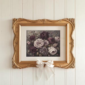 Flowers Painting | Dark Floral Wall Art | Vintage Moody Floral Painting | Moody Painting Wall Art | Dark Academia Decor | Printable Art