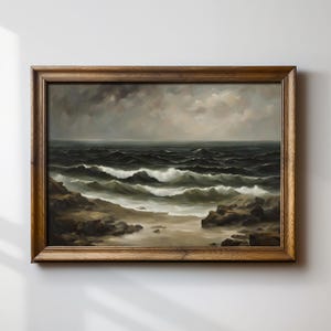 Download digitale di arte murale costiera suggestiva, scena di spiaggia suggestiva per l&#39;arredamento della camera da letto, regalo ideale per gli amanti dell&#39;estetica costiera