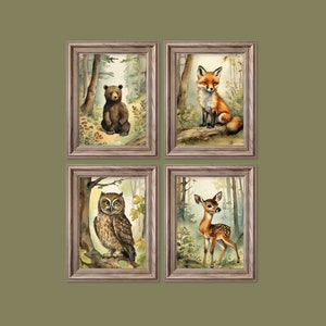 Nursery Wall Art | Forest Animal | Childrens Wall Decor | Woodland Animals Print | Set Of 4 | Set Of Four | Woodland Nursery Prints