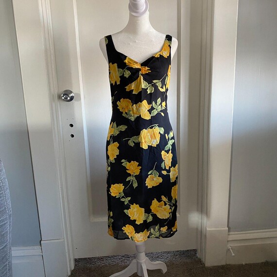 black dress with yellow roses FARM Rio Black Latin Roses 3d Flower Layered Maxi Dress, Latin Roses Black / XXS