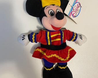 Vintage 1990s Disney Store's Nutcracker Mickey, Christmas Mickey Mouse bean bag plush, NWT