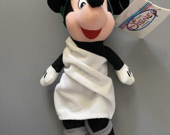 Vintage Disney Store 1990s Toga Mickey Mouse, Disney bean bag plush, NWT, 9 inch