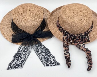 Vintage Leopard Print Straw Formal Hat - Etsy display picture 1